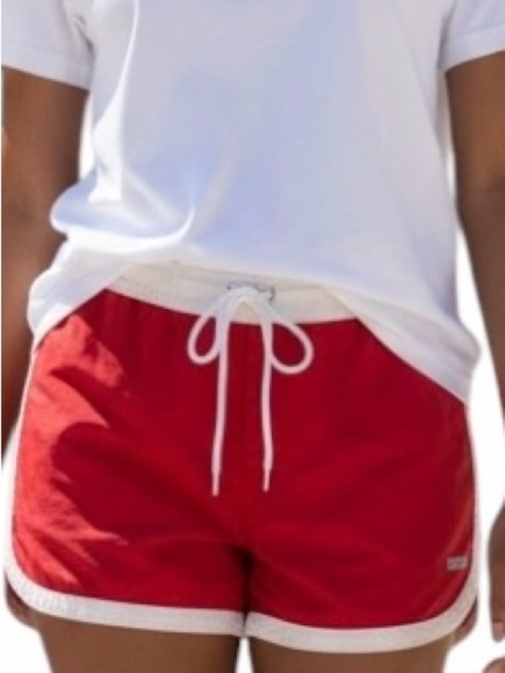 Men Sandro Paris Retro Swim Trunks  Red w/Contrast Trim  Sz S